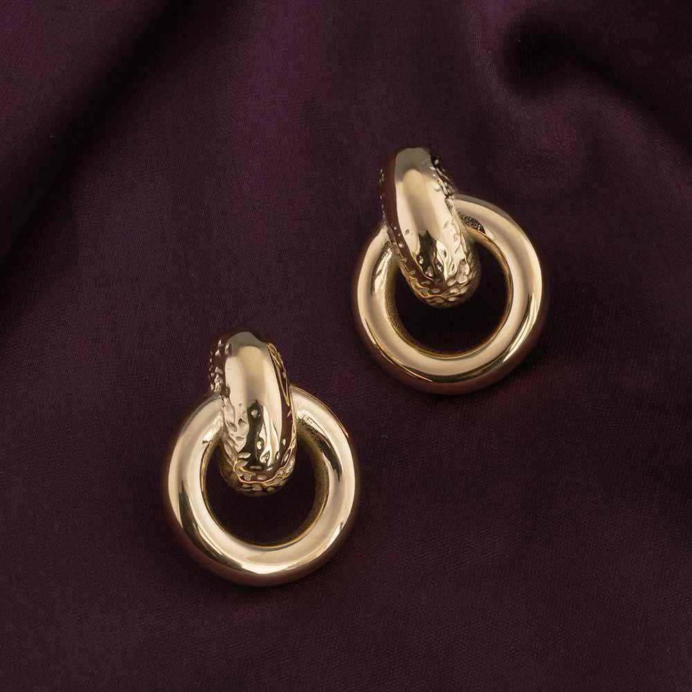 Gold Loop Stud Earrings : PMW01ER198