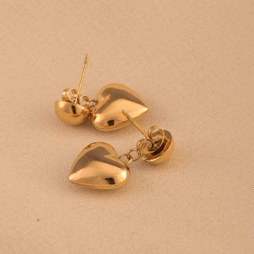 Statement Golden Heart Drop Earrings : PMW01ER199
