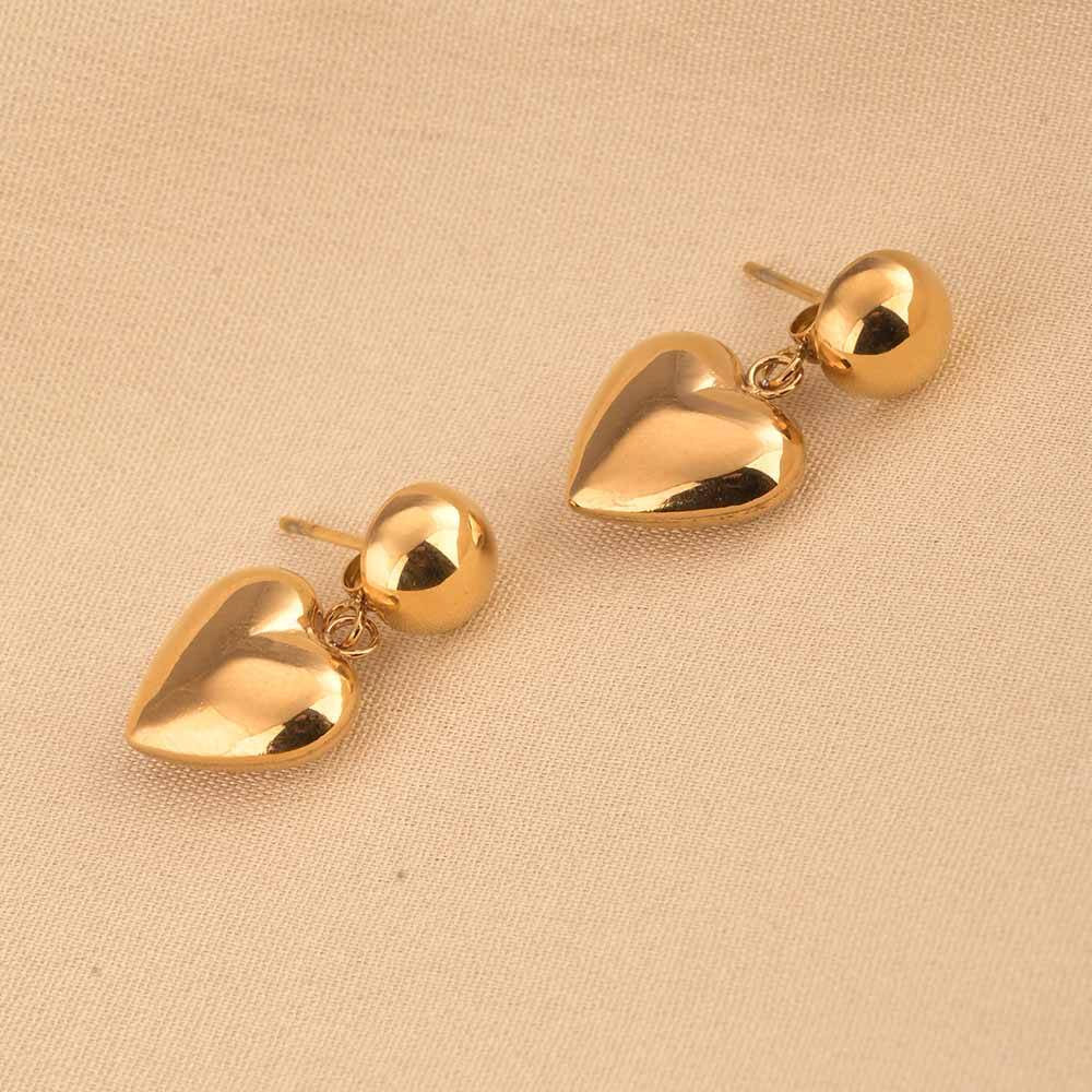 Statement Golden Heart Drop Earrings : PMW01ER199