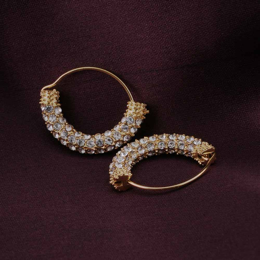 Stone Studded Gold Hoop Earrings : PMW01ER201