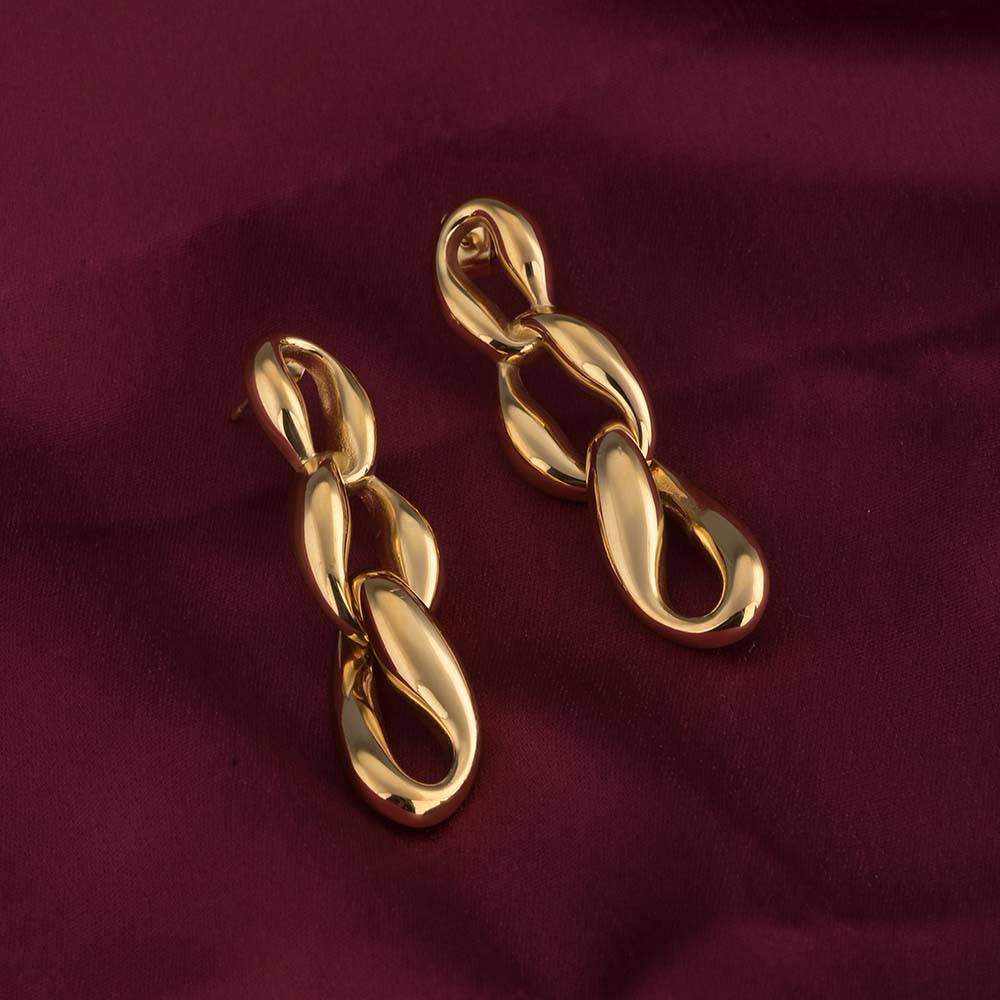 Linked Gold Chain Drop Earrings : PMW01ER209