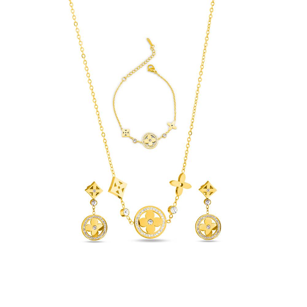 Zircon-Studded Floral Set : PMW01JS007