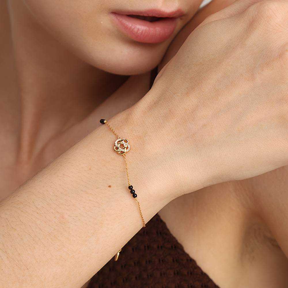 Cubic Zirconia Gold-Plated Bracelet : PMW01MB003