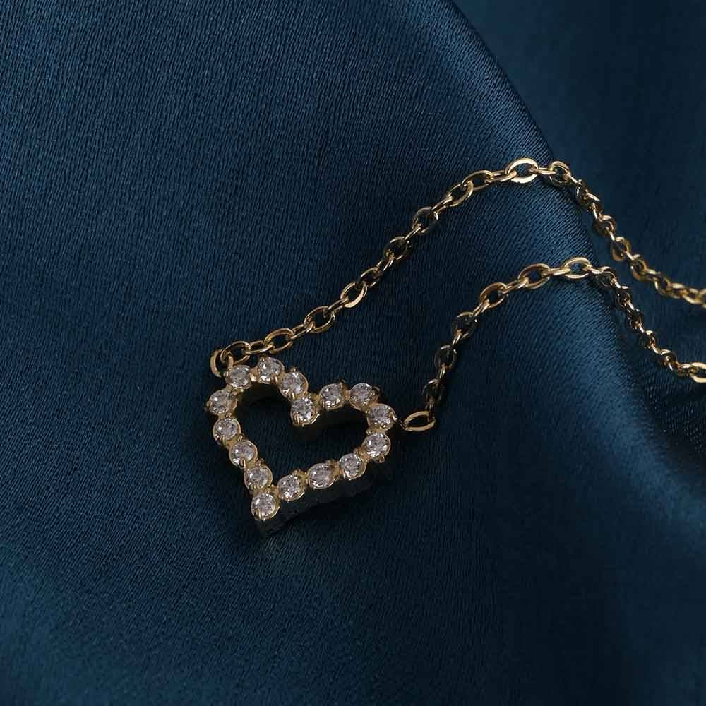 Crystal Adroned Love Necklace | Gold : PMW01NC059