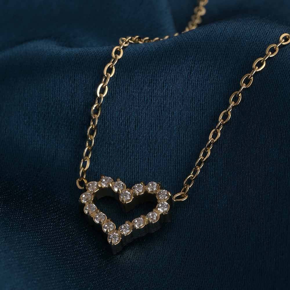 Crystal Adroned Love Necklace | Gold : PMW01NC059