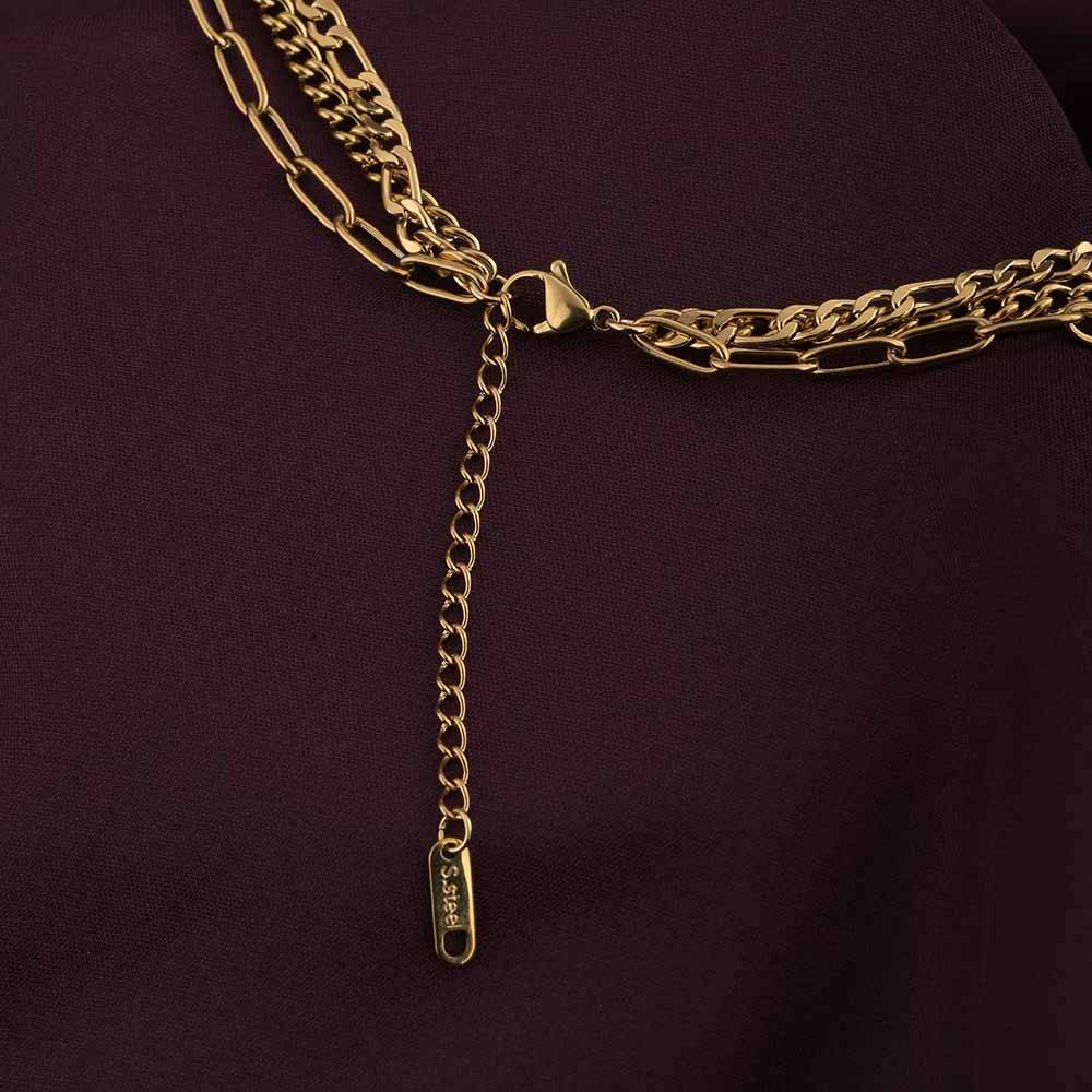 Layered Link Gold Chain Necklace : PMW01NC067