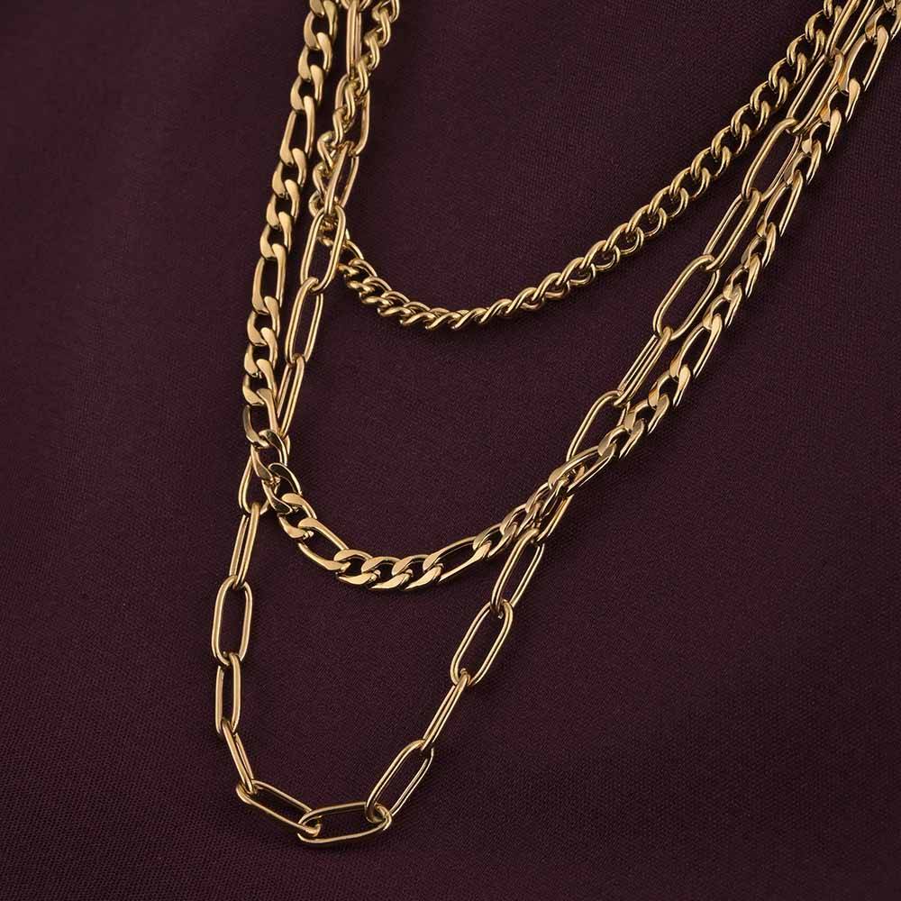 Layered Link Gold Chain Necklace : PMW01NC067