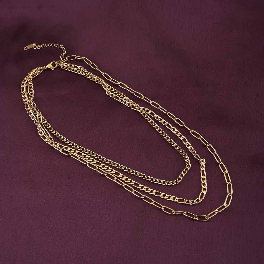 Layered Link Gold Chain Necklace : PMW01NC067