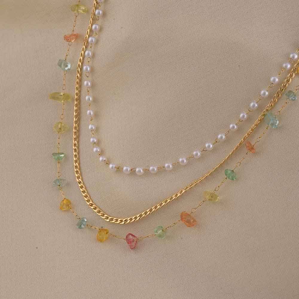 Rainbow Of Gems Layered Necklace : PMW01NC068