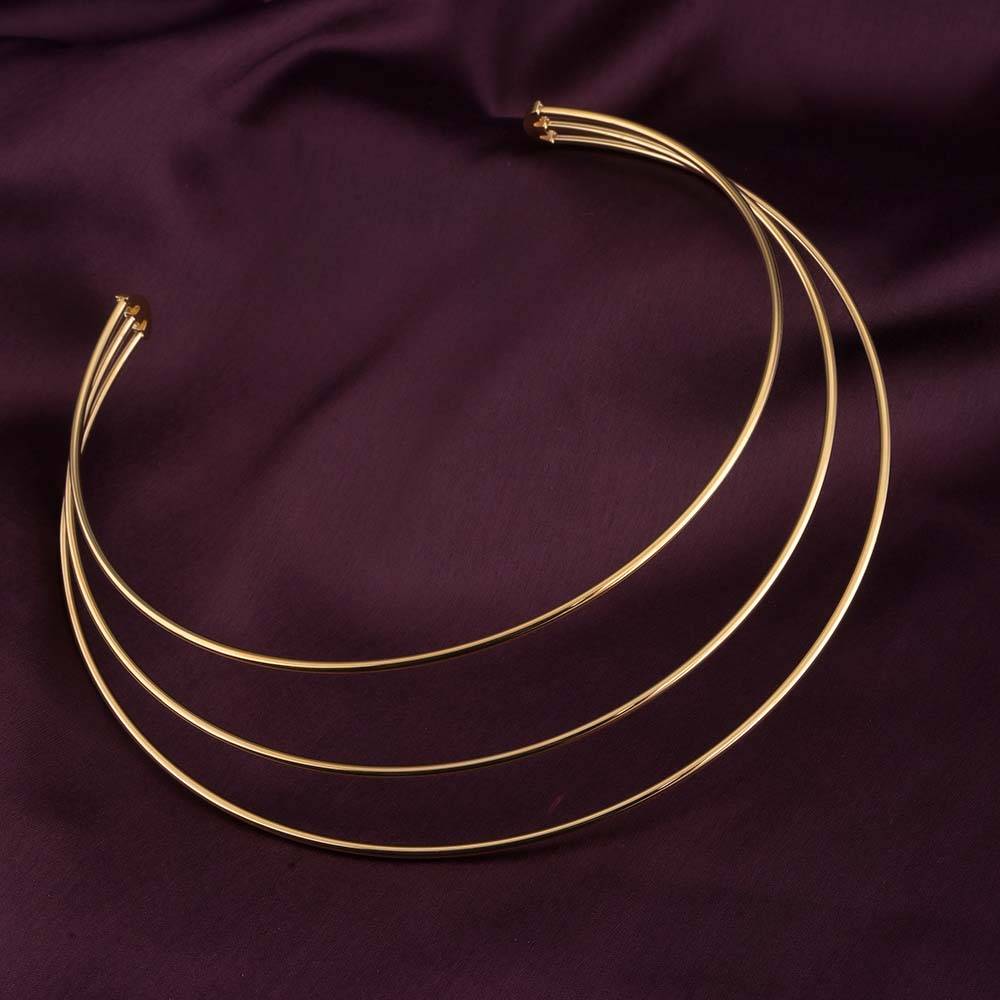 Golden Elegance Layered Chocker Necklace : PMW01NC077