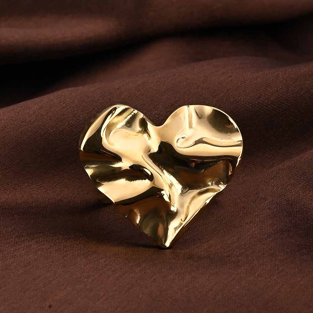 Statement Textured Heart Shape Ring : PMW01RG009