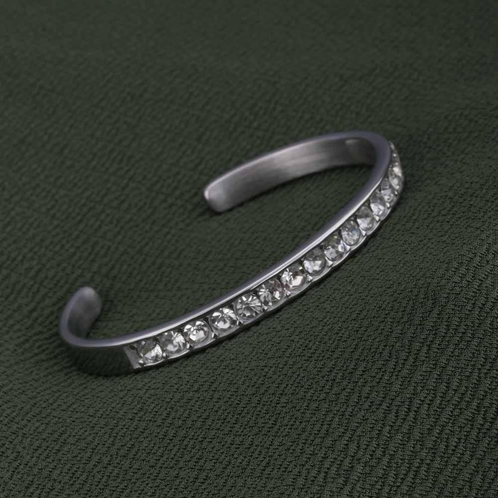 Elegant Zirconia Studded Silver Bracelet : PMW02BR015