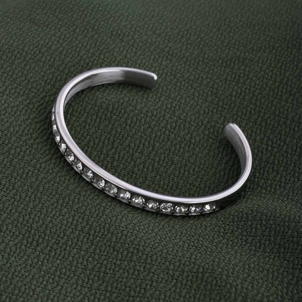 Elegant Zirconia Studded Silver Bracelet : PMW02BR015