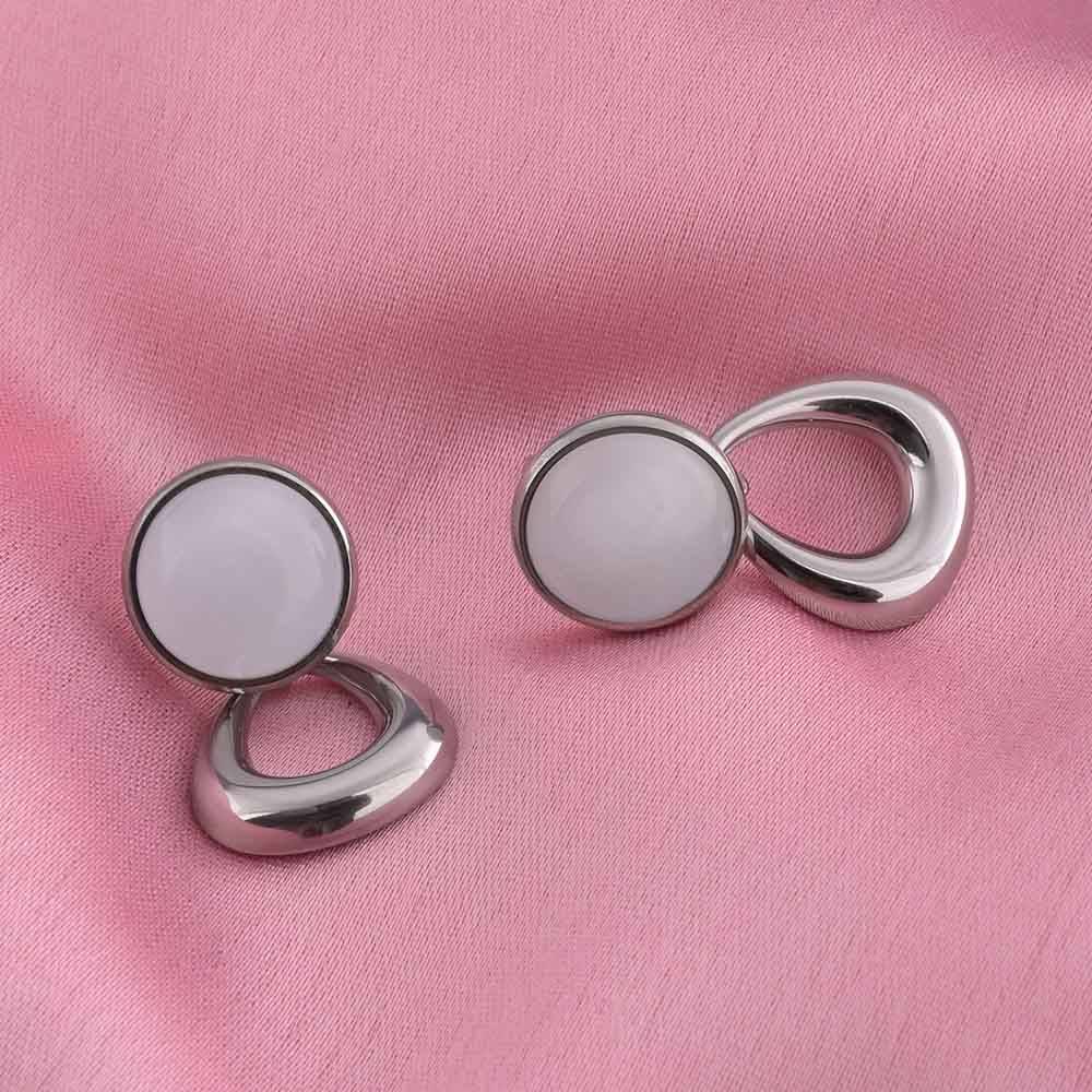 Classic White Stone Silver Drop Earrings : PMW02ER020