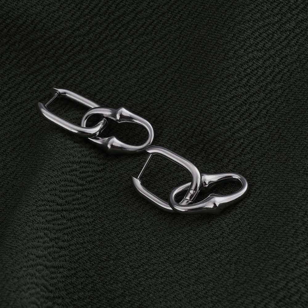 Silver Rectanguler Drop Earrings : PMW02ER024