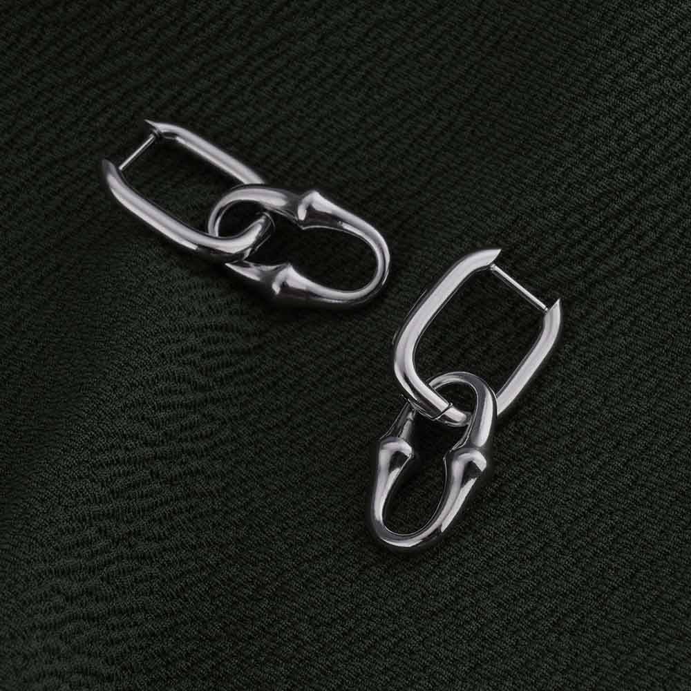 Silver Rectanguler Drop Earrings : PMW02ER024