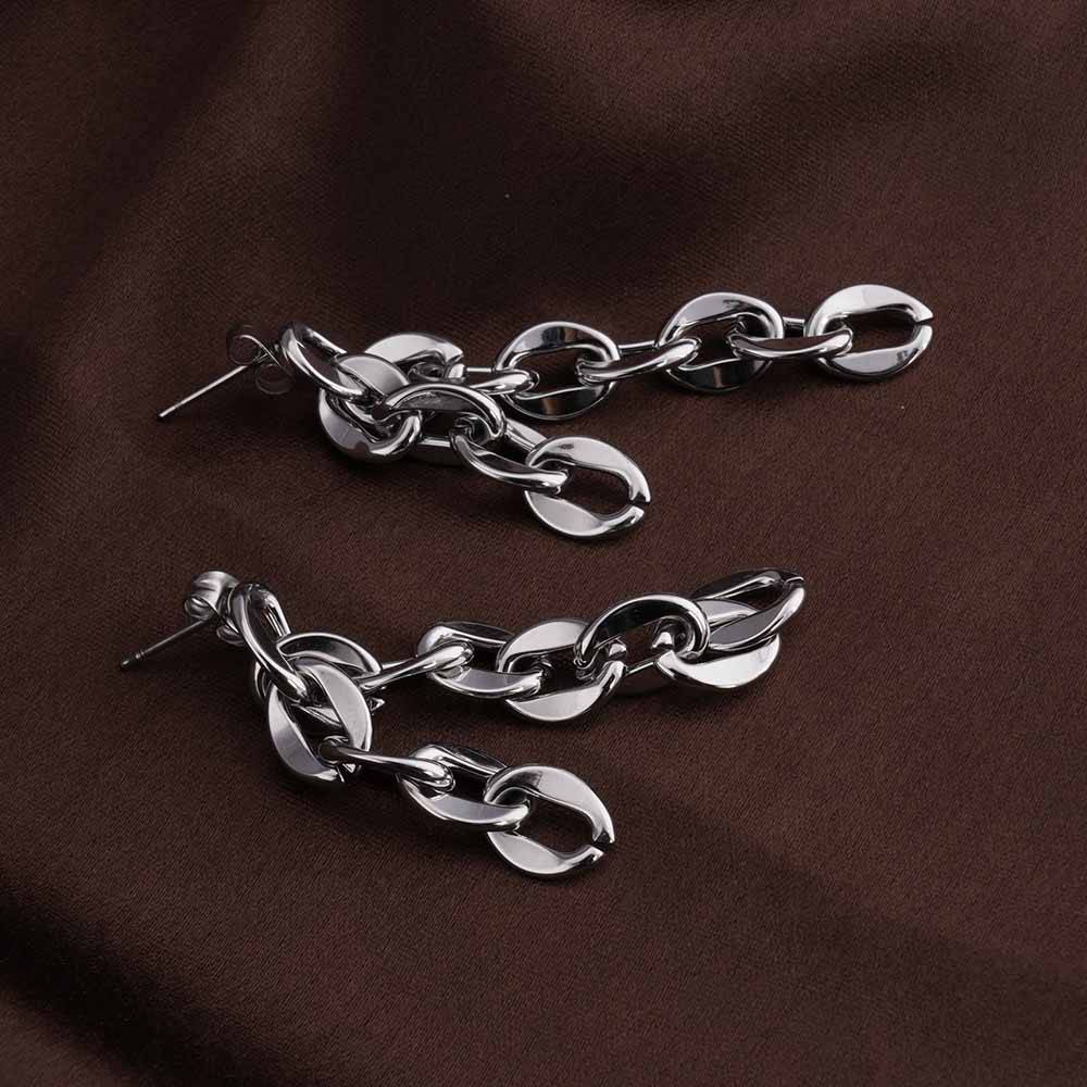 Long Silver Chain Drop Earrings : PMW02ER026