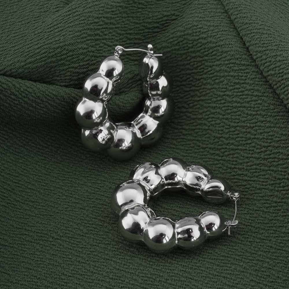 Silver Bubble Hoop Earrings : PMW02ER033