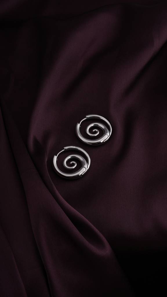 Spiral Serenity Silver Hoops Earrings : PMW02ER036