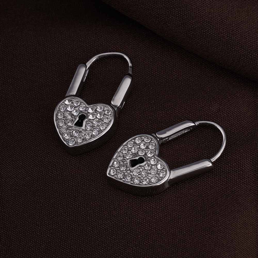 Love Lock Silver Hoop Earrings : PMW02ER038