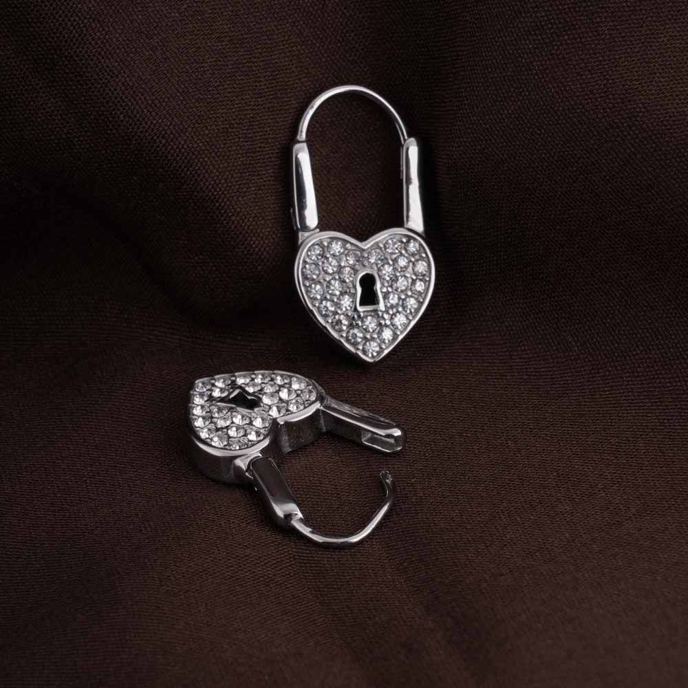 Love Lock Silver Hoop Earrings : PMW02ER038