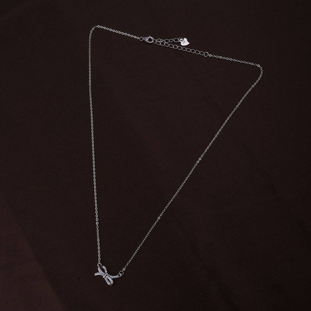 Zircon-Studded Knot Necklace | Silver : PMW02NC013