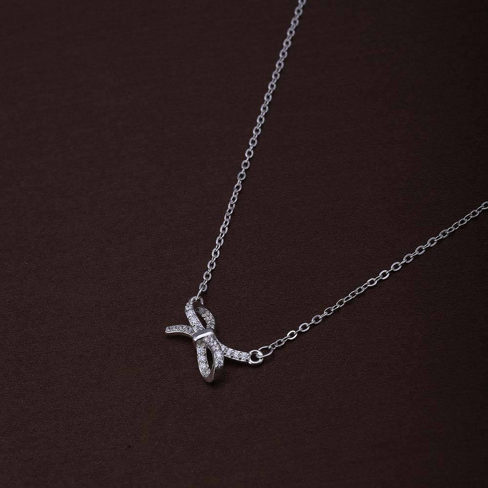 Zircon-Studded Knot Necklace | Silver : PMW02NC013
