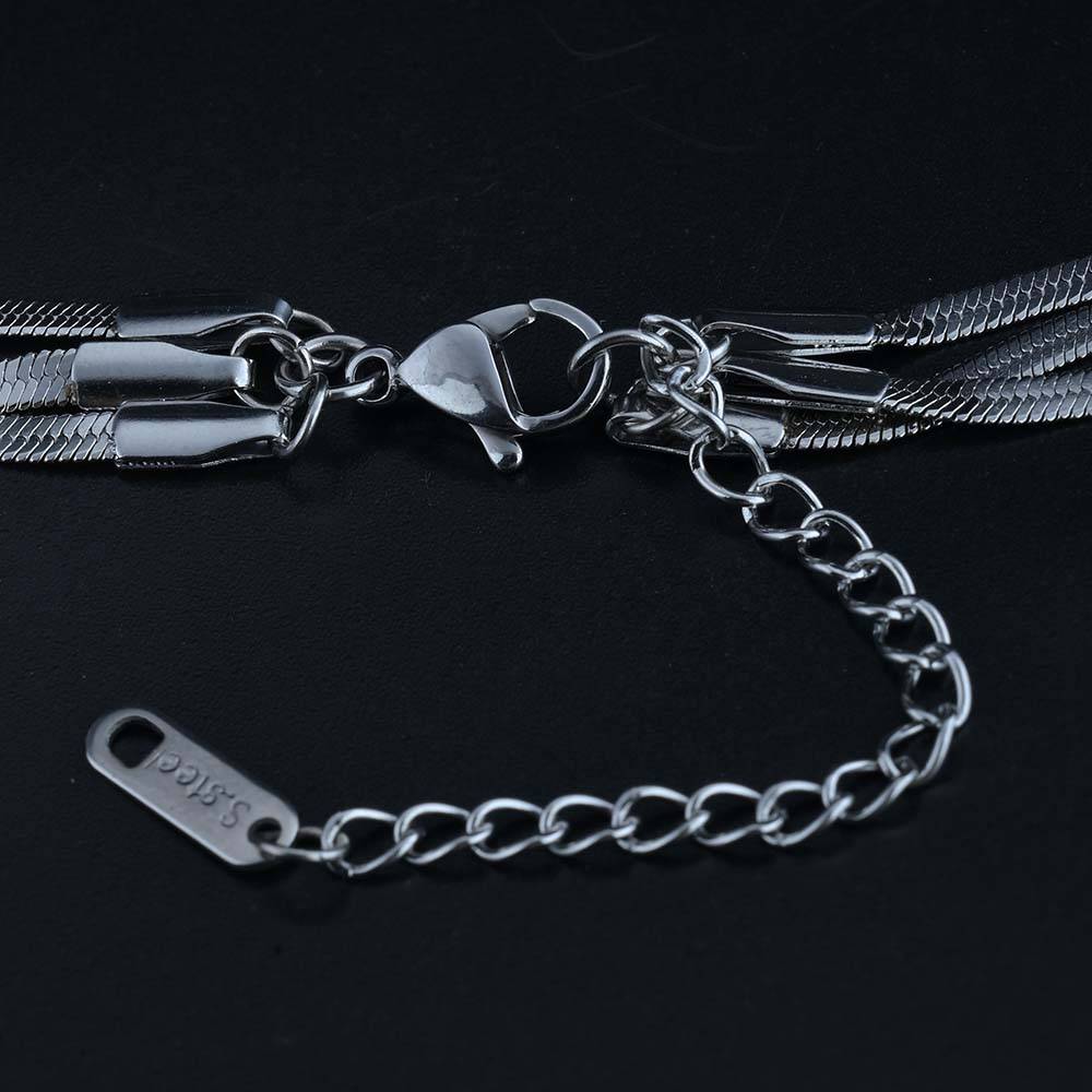 Detailed Long Linked Silver Chain Necklace : PMW02NC016
