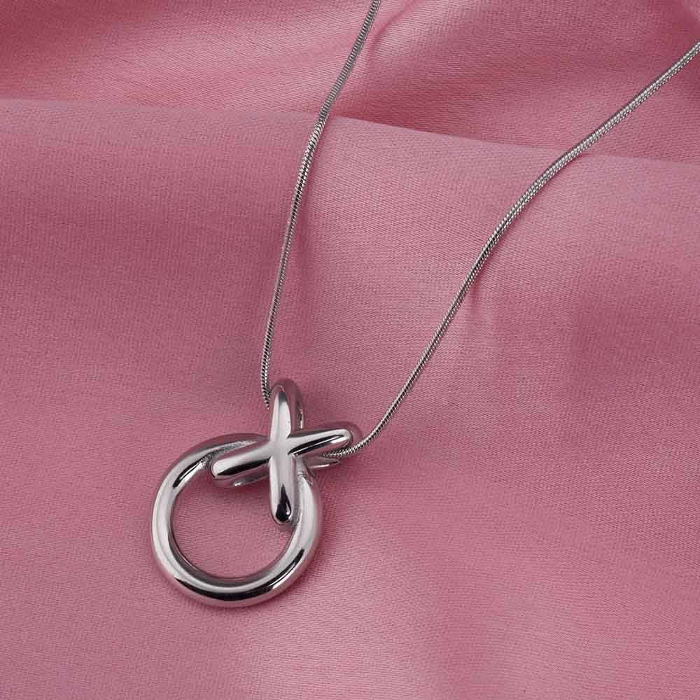 Palmonas 18K Silver Plated Minimalist Xo Pendent Silver Necklace For Womens Waterproof & Anti-Tarnish : PMW02NC018