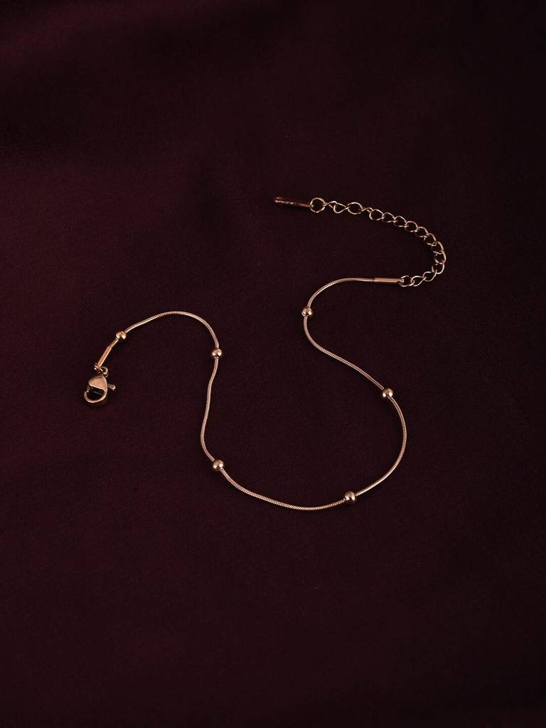 Rose-Gold Beaded Anklet : PMW03AN003