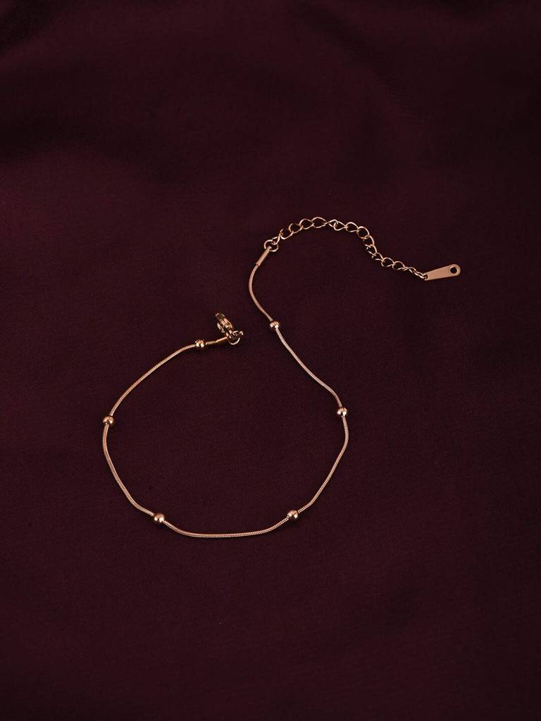 Rose-Gold Beaded Anklet : PMW03AN003