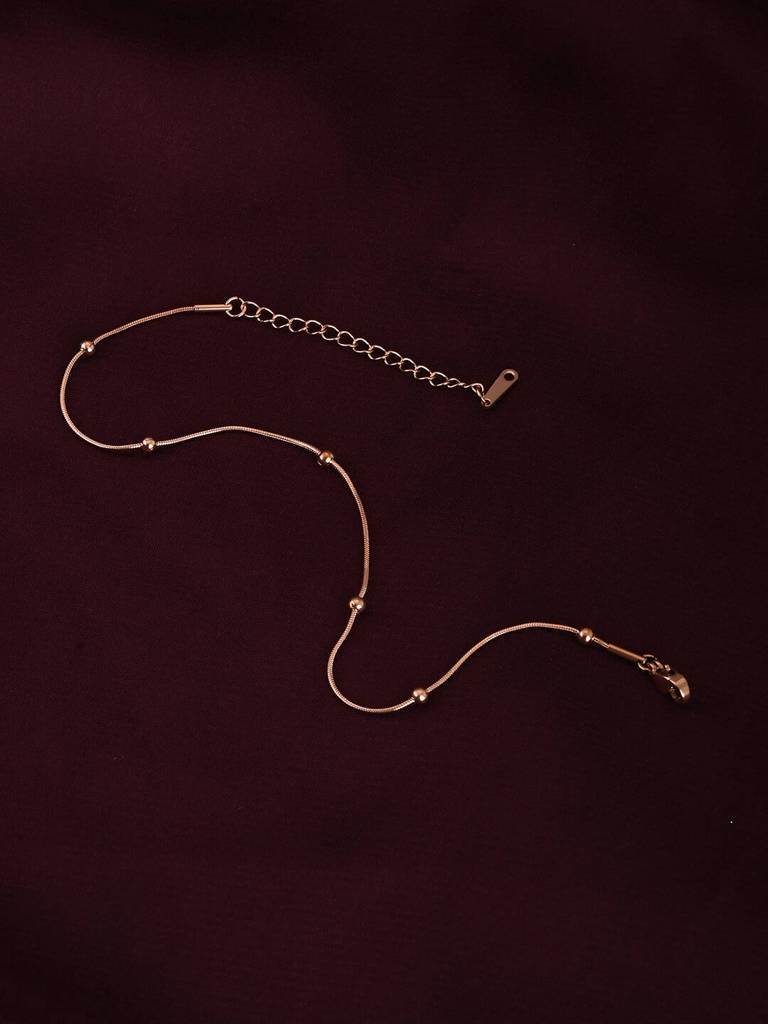 Rose-Gold Beaded Anklet : PMW03AN003
