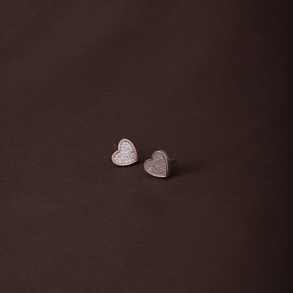 Starlit Heart Studs | Rose Gold : PMW03ER007