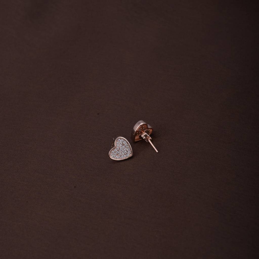 Starlit Heart Studs | Rose Gold : PMW03ER007