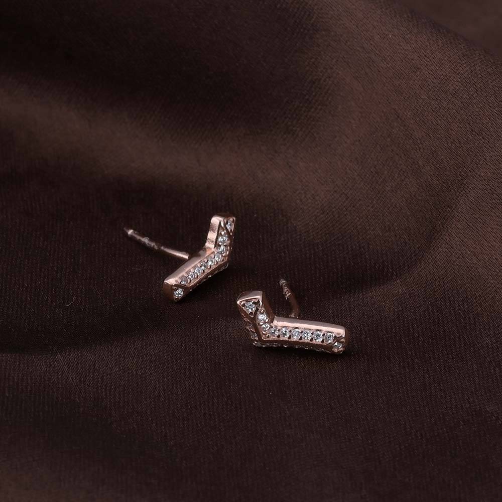Solitaire Boomerang Studs | Rose Gold : PMW03ER008