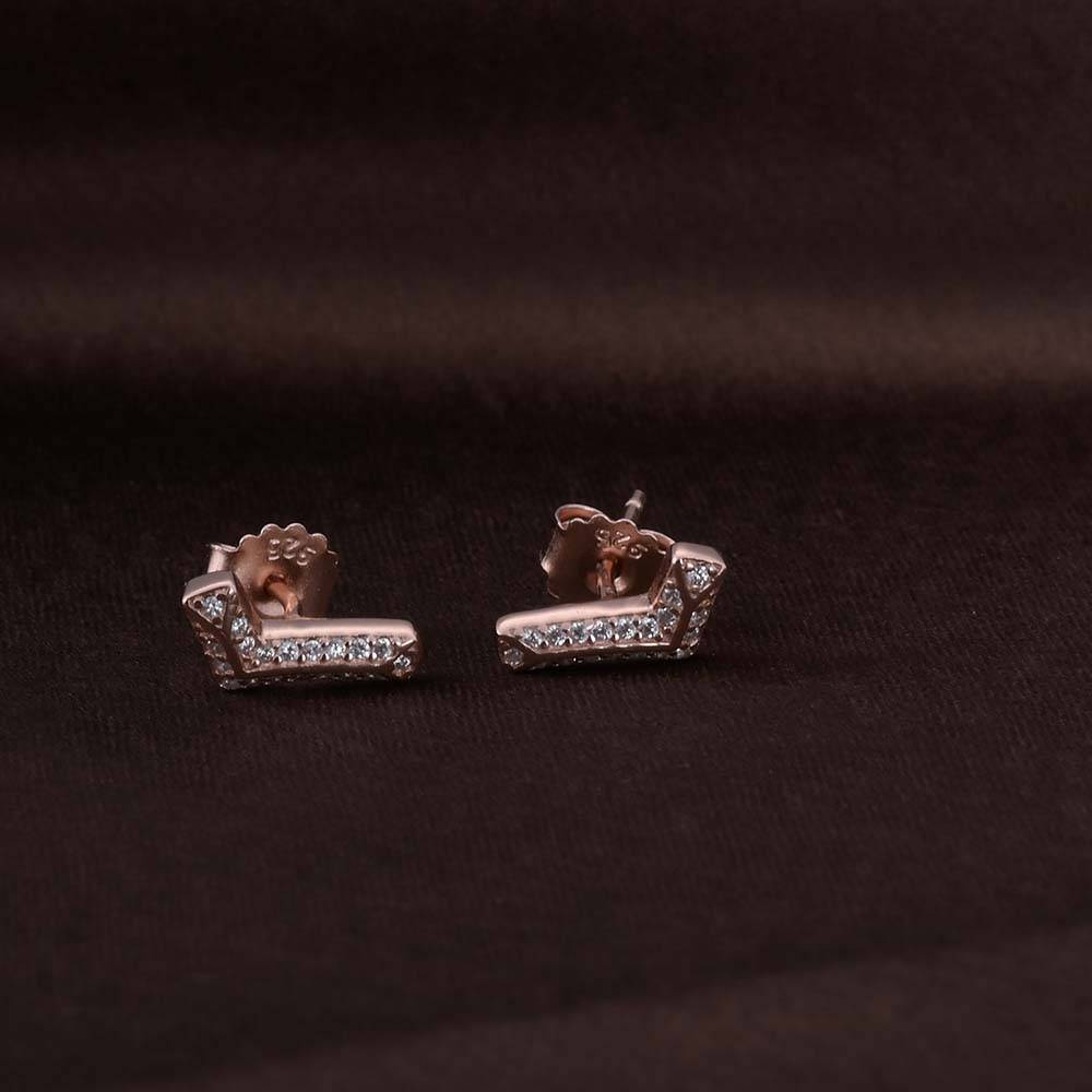 Solitaire Boomerang Studs | Rose Gold : PMW03ER008