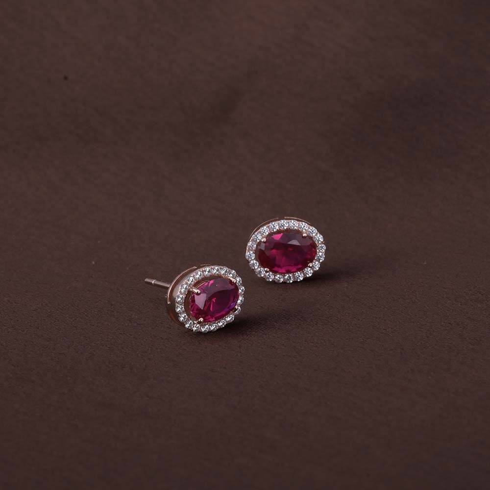 Oval Ruby Studs | Rose Gold : PMW03ER010