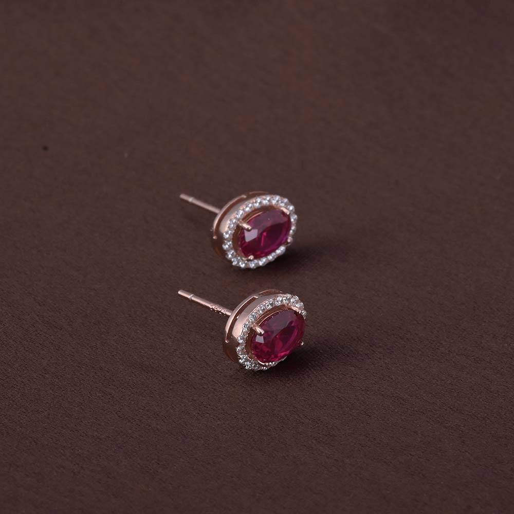 Oval Ruby Studs | Rose Gold : PMW03ER010