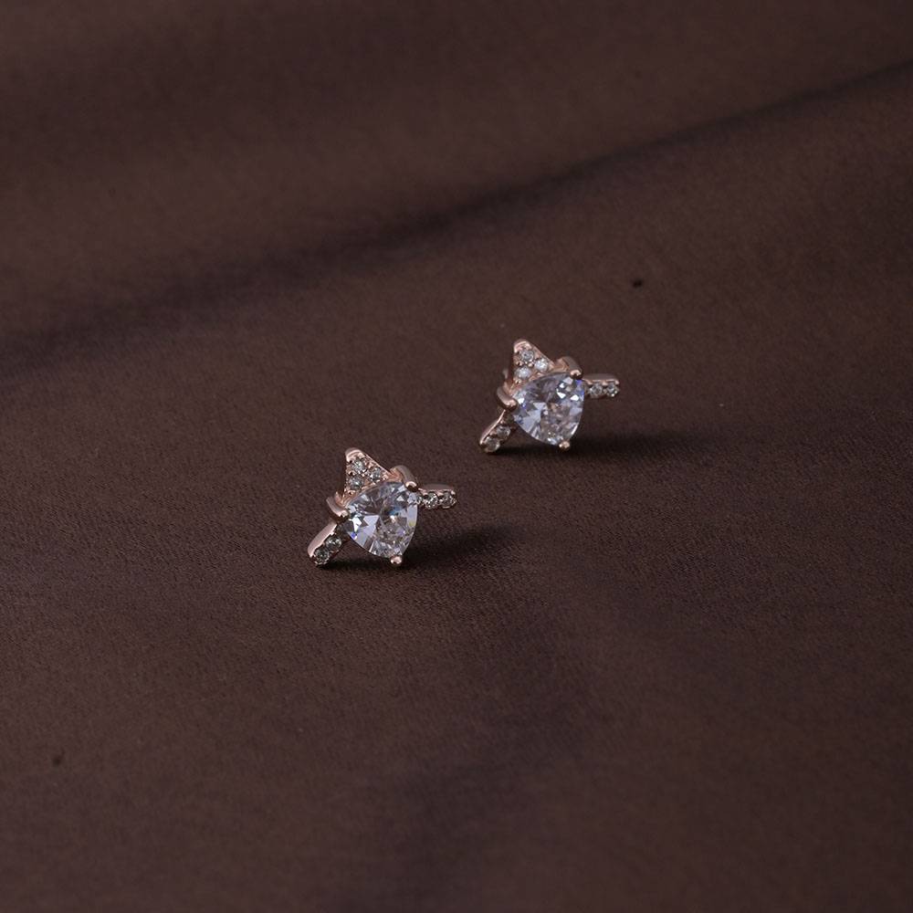 Vow Solitaire Studs | Rose Gold : PMW03ER011