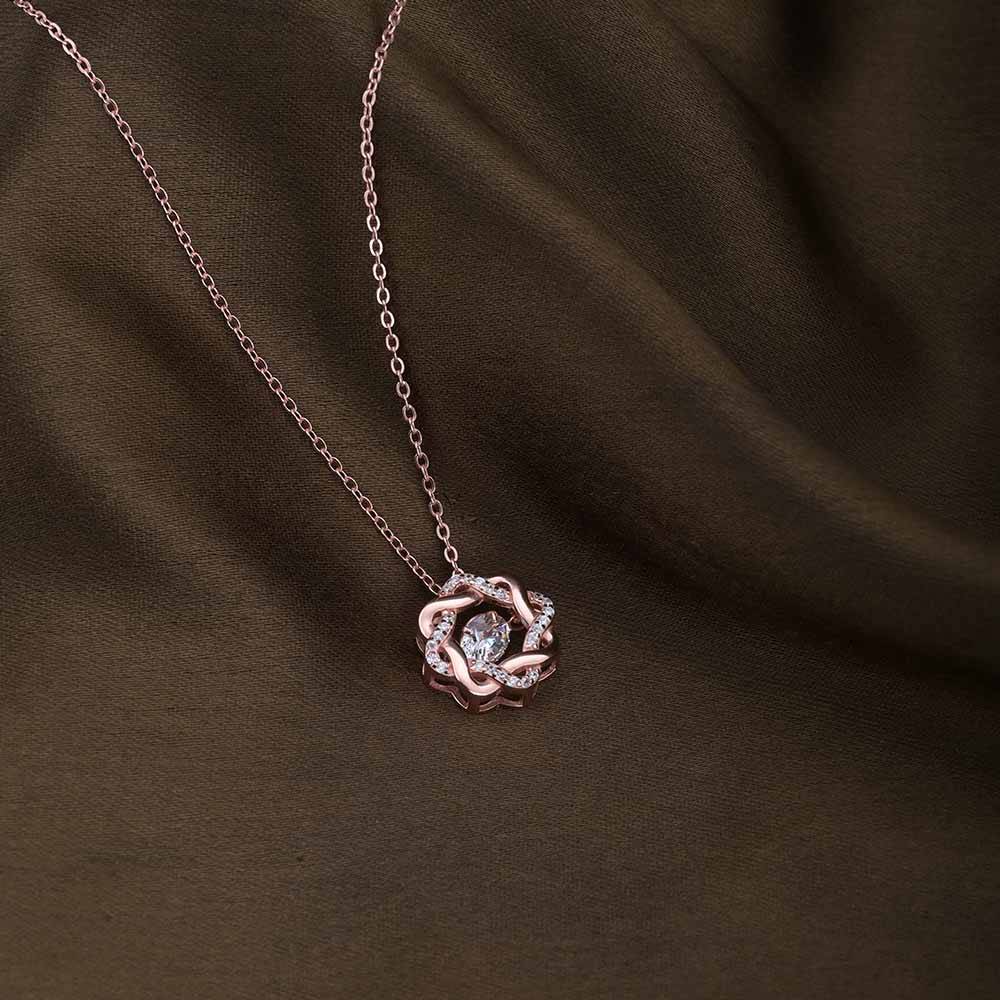 Bejeweled Flower Necklace | Rose Gold : PMW03NC003