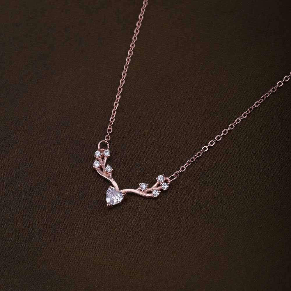 Delicate Leaf Rose Gold Necklace : PMW03NC005