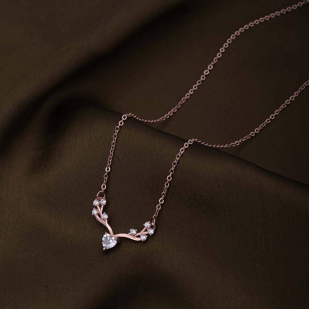 Delicate Leaf Rose Gold Necklace : PMW03NC005