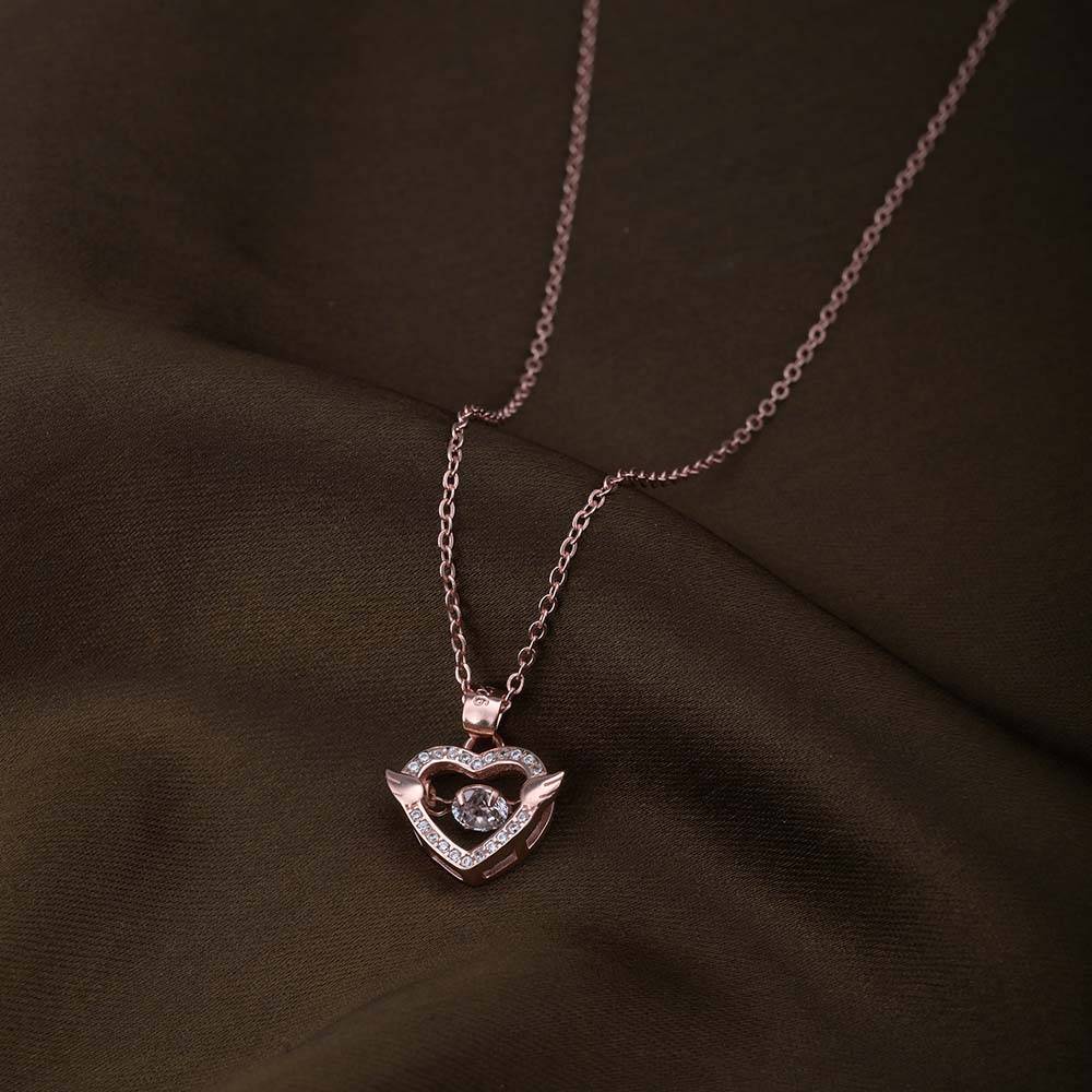 Solitaire Heart Necklace | Rose Gold : PMW03NC006