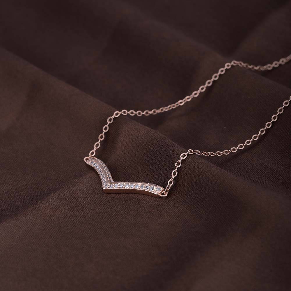 Solitaire Boomerang Necklace | Rose Gold : PMW03NC015
