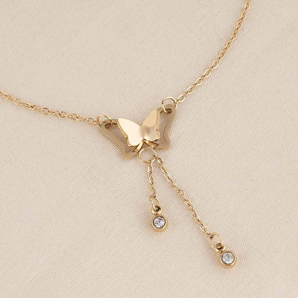 Butterfly Charm Anklet For Womens - Waterproof & Anti-Tarnish : PMWSSAN016-G