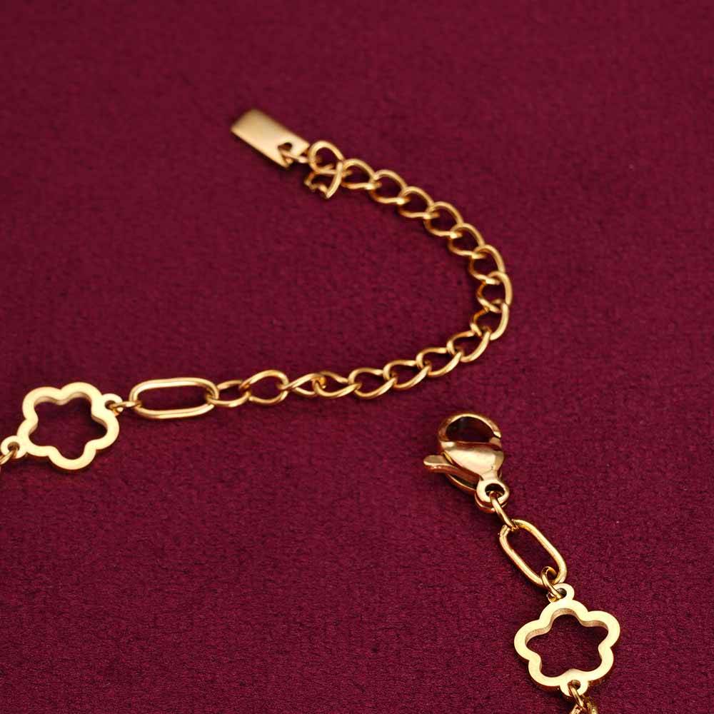 Palmonas Lucky Four-Leaf Clover Bracelet For Womens - Waterproof & Anti-Tarnish : PMWSSBR073-G