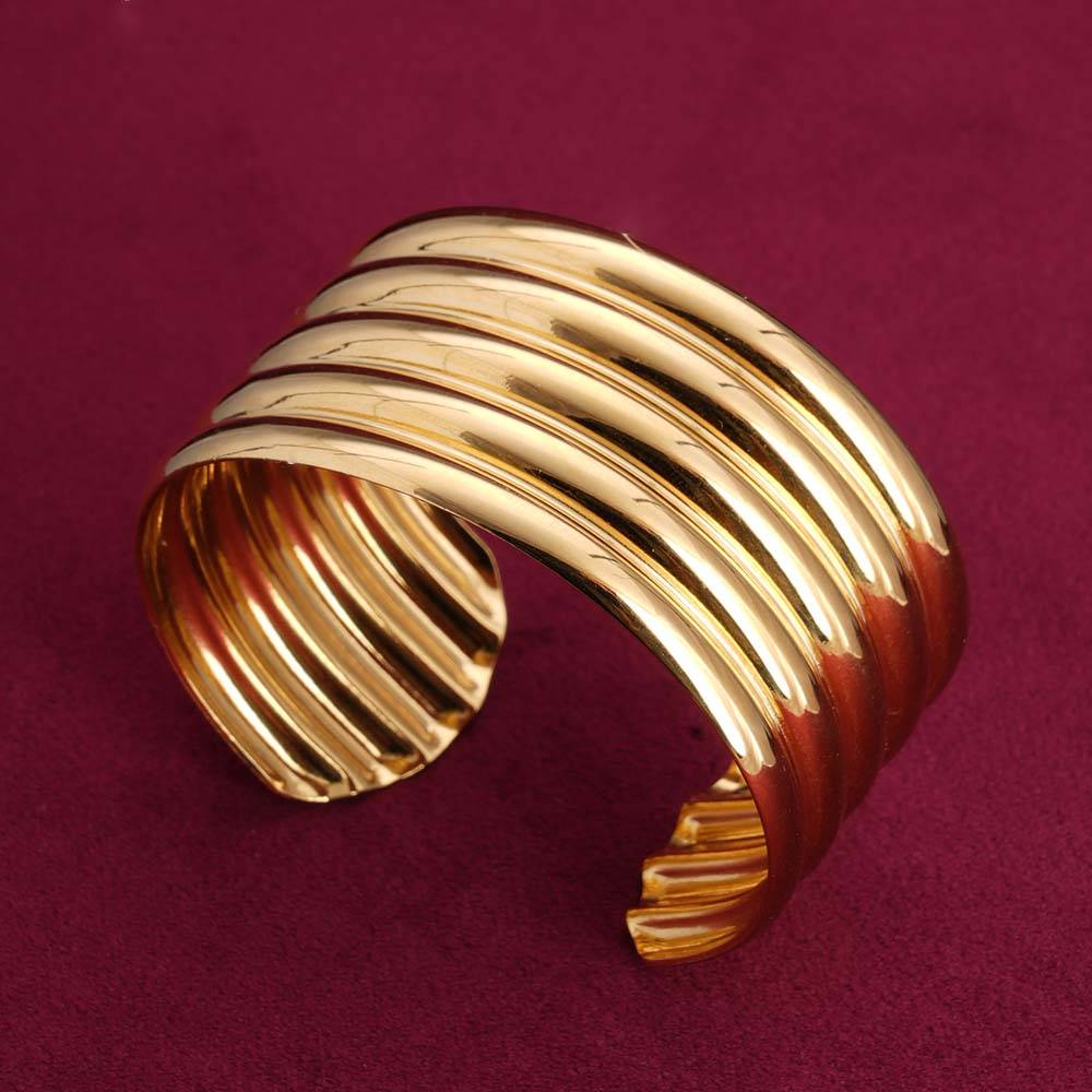 Palmonas Golden Stack Cuff Bracelet For Womens - Waterproof & Anti-Tarnish : PMWSSBR092-G