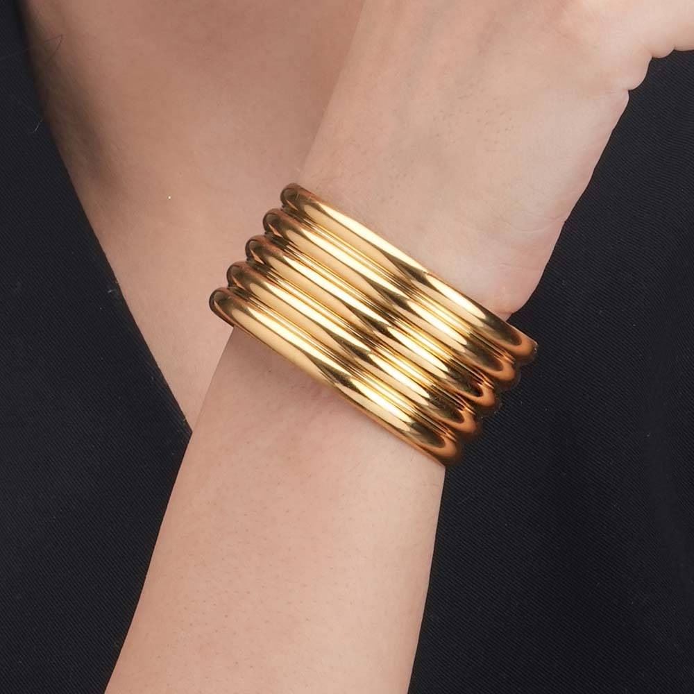 Palmonas Golden Stack Cuff Bracelet For Womens - Waterproof & Anti-Tarnish : PMWSSBR092-G