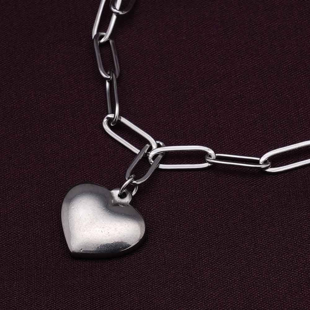 Palmonas Heart Charm Silver Bracelet For Mens - Waterproof & Anti-Tarnish : PMWSSBR119-S