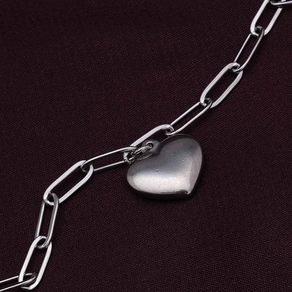 Palmonas Heart Charm Silver Bracelet For Mens - Waterproof & Anti-Tarnish : PMWSSBR119-S